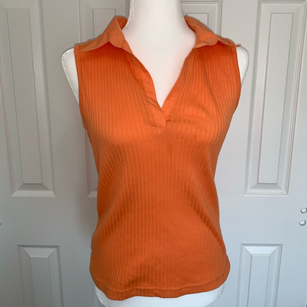 Samantha Stuart Orange Sleeveless Top Size Large